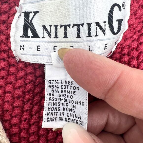 VTG Knitting Needles Knitted by Hand Sweater Size M - Picture 6 of 9